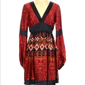 BCBGeneration Long Sleeve Dress Burgundy & Gold